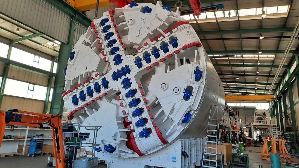 The ECWE tunnel boring machine in the German factory.