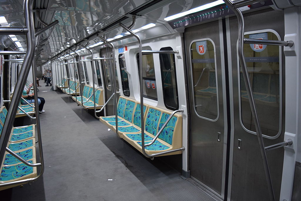 Buenos Aires Underground Alstom Metropolis (100 Series) rolling stock on Line D of the Buenos Aires Underground.