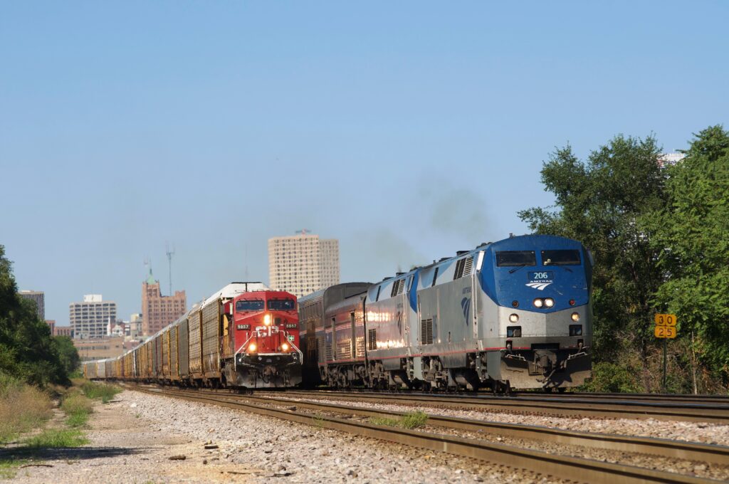 Amtrak overtakes CP train