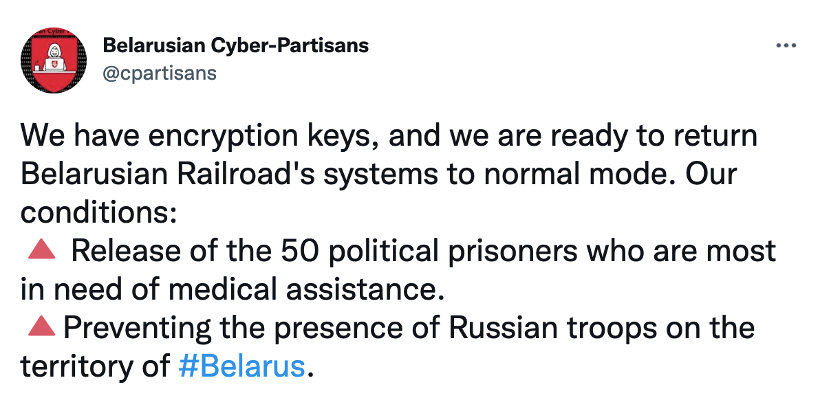 Cyberpartisans hack Belarusian Railways