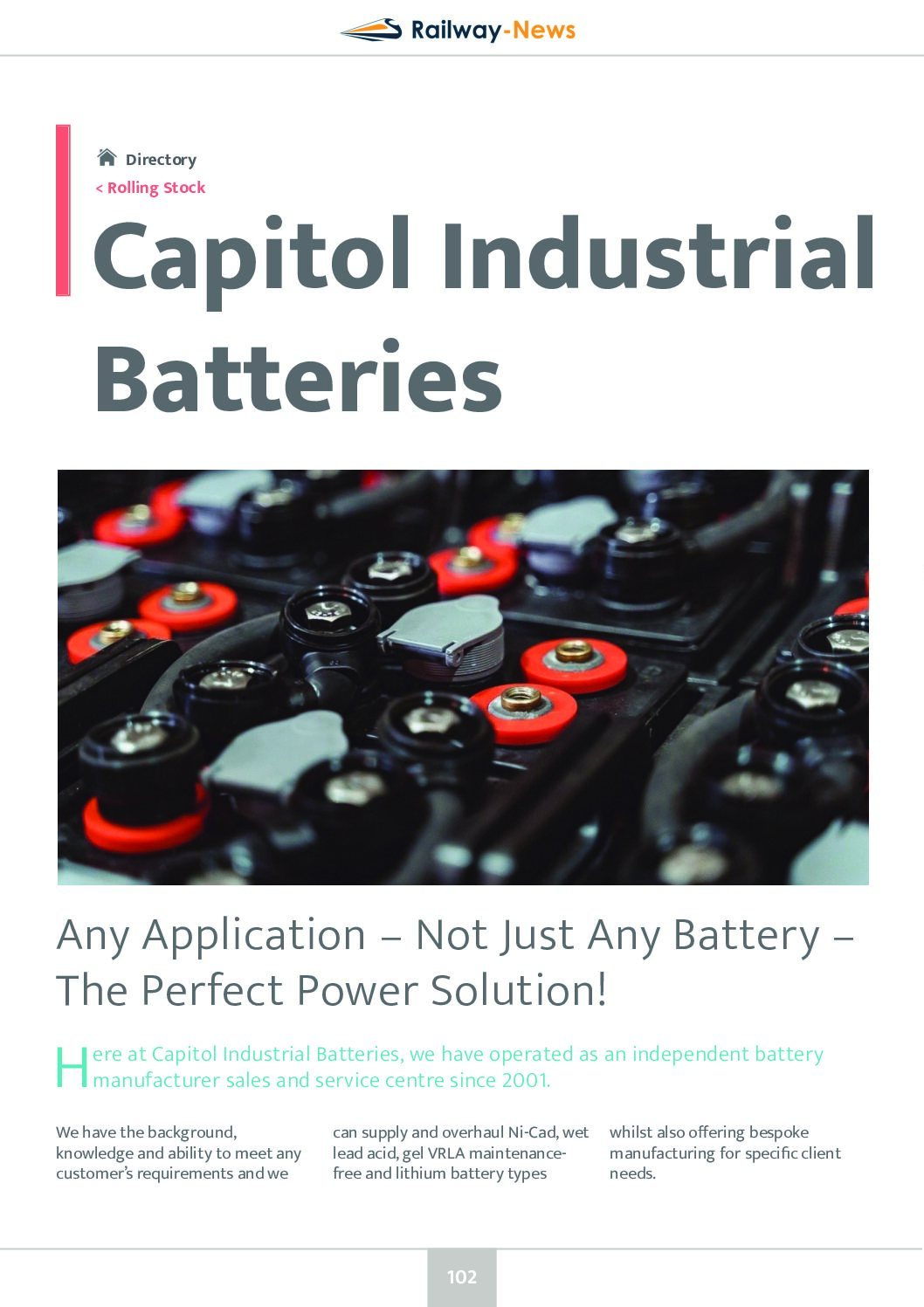 Any Railway Application – Not Just Any Battery – The Perfect Power Solution