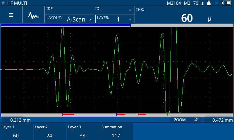 OLYMPUS 72DL Plus Ultrasonic Thickness Gauge Scan Reading