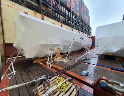deugro P&T Railcar secured to deck