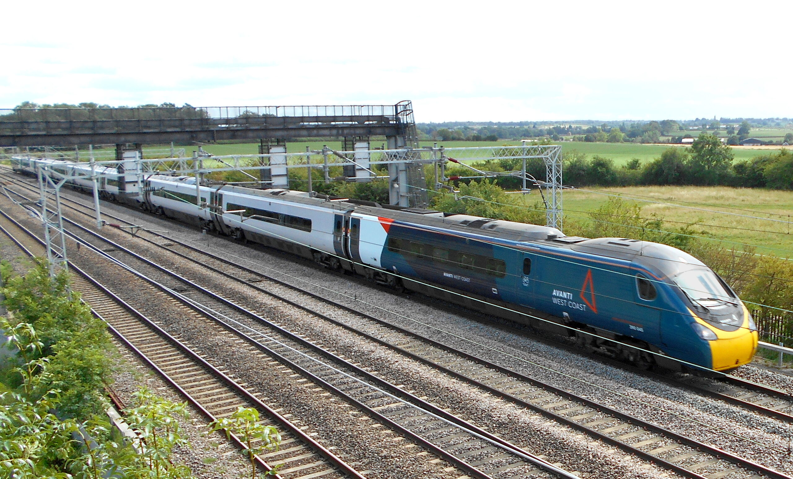 Avanti West Coast Pendolino on the West Coast Main Line between Manchester and London