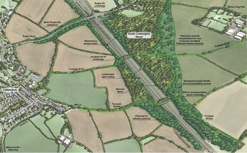 Updated HS2 designs for Cubbington set to deliver big environmental benefits for local area Cubbington Cutting and Green Bridge