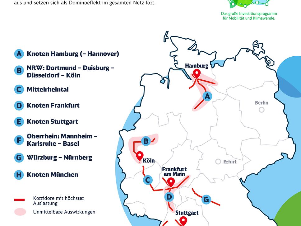 Capacity bottlenecks in Germany's rail network