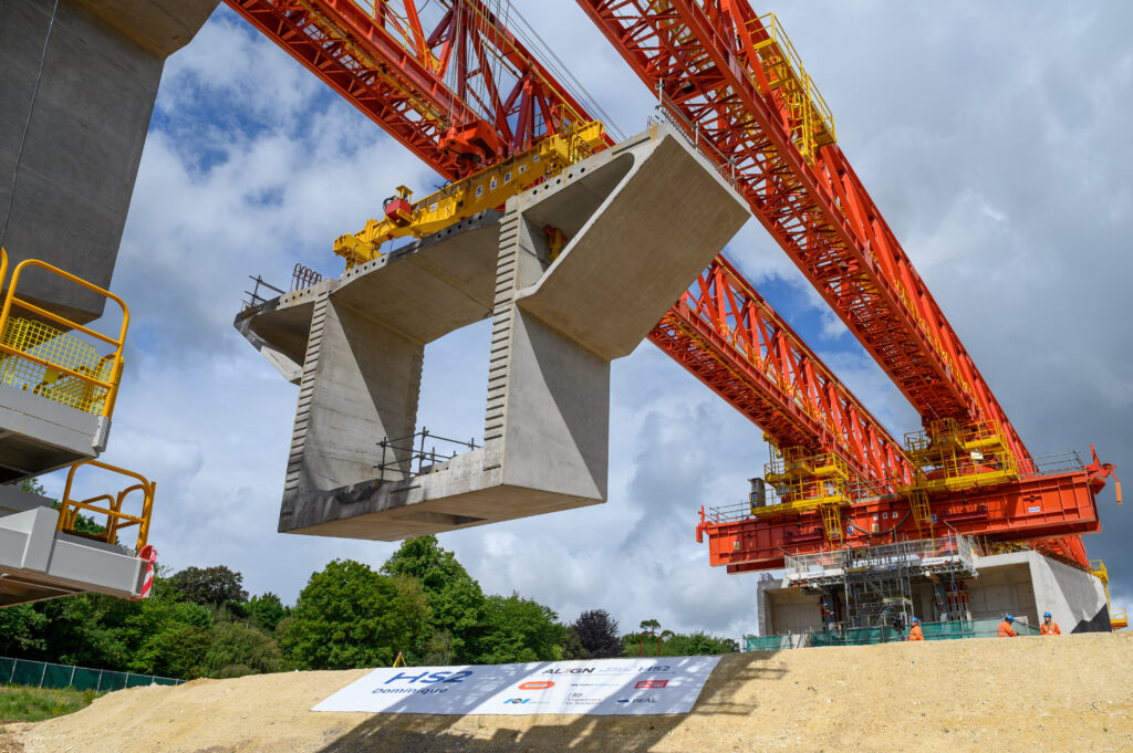 Construction starts on the Colne Valley Viaduct with the launch of a giant bridge building machine
