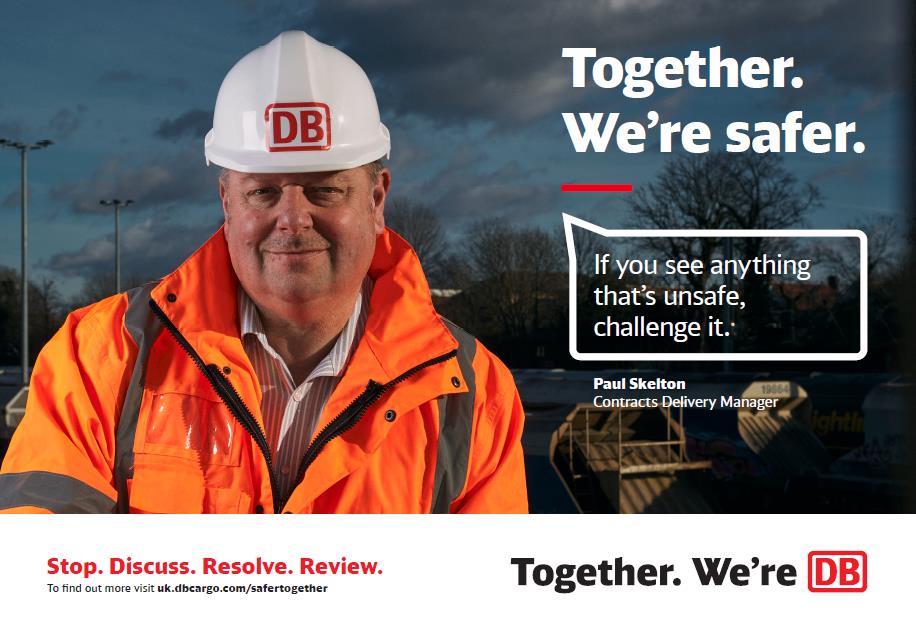 DB Cargo UK safety campaign poster featuring member of staff Paul Skelton