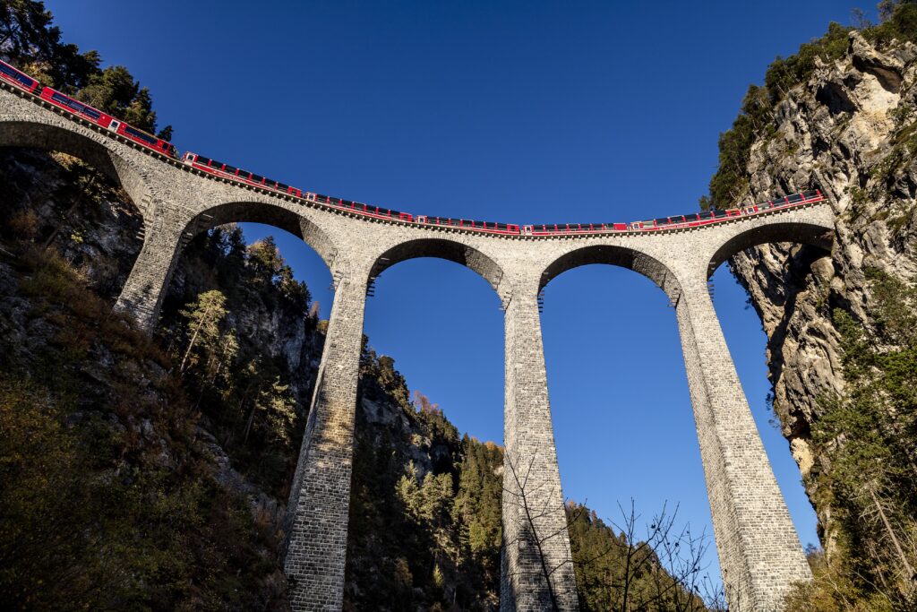 Bernina Express on the Landwasser Viaduct.