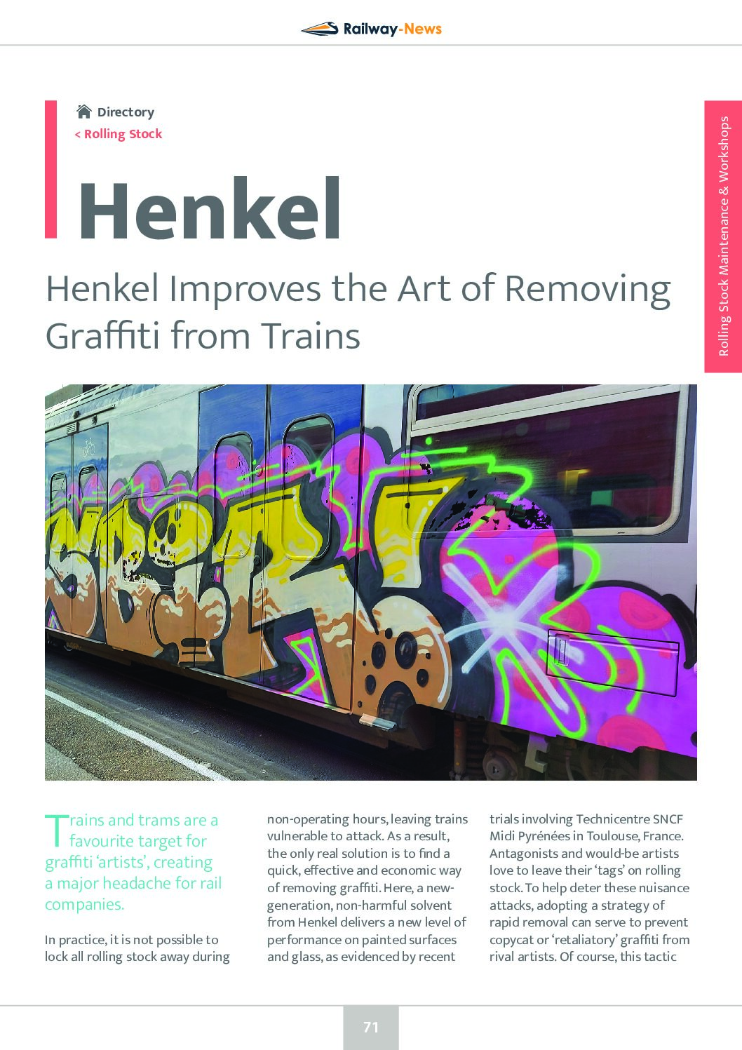Henkel Improves the Art of Removing Graffiti from Trains