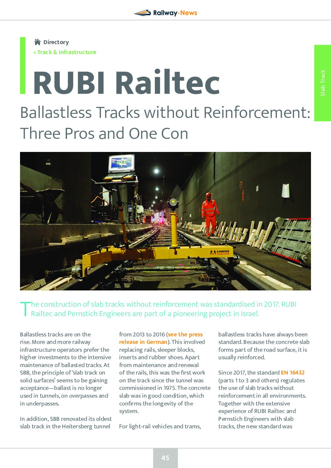 Ballastless Tracks without Reinforcement: Three Pros and One Con