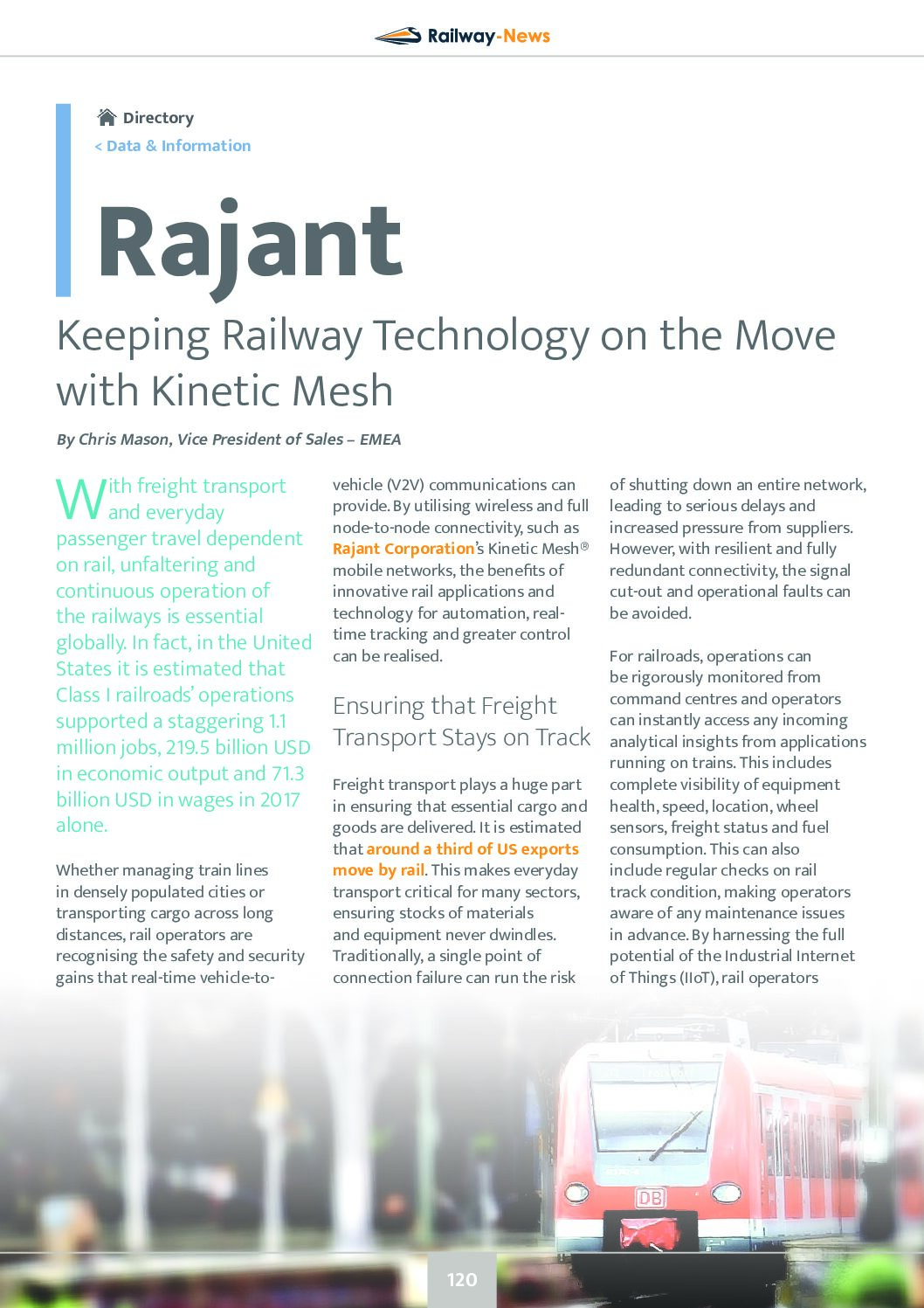 Keeping Railway Technology on the Move with Kinetic Mesh