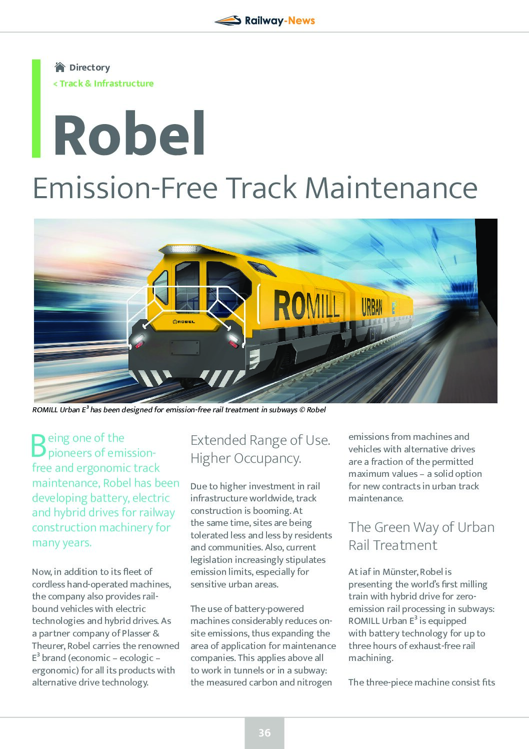 Emission-Free Track Maintenance