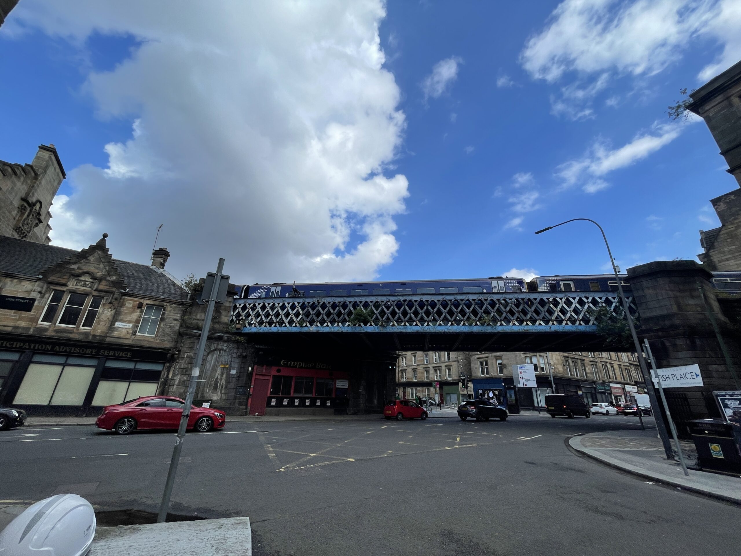 Rail bridge spanning the A8 at Saltmarket, near Glasgow Cross