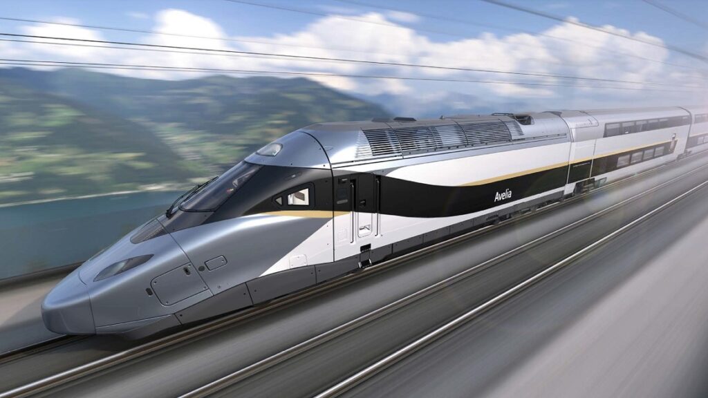Exterior view of the Avelia Horizon very high-speed train – Non-contractual design for illustration purposes.