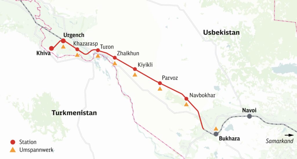 The Uzbek railway section Bukhara-Urgench-Khiva is to be electrified