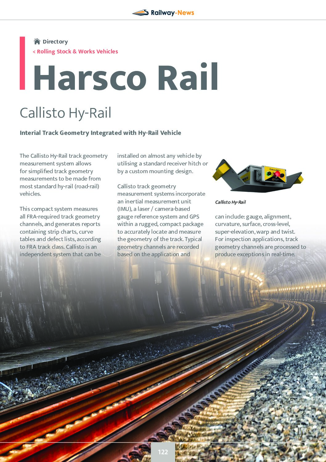 Callisto Hy-Rail: Inertial Track Geometry Integrated with Hy-Rail Vehicle