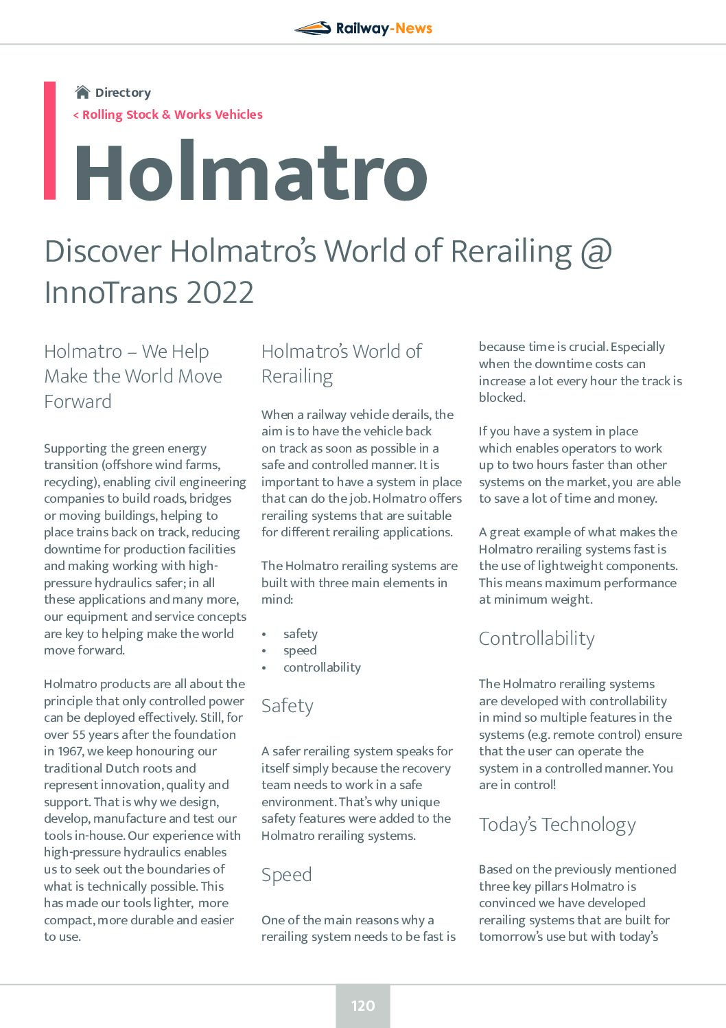 Discover Holmatro’s World of Rerailing @ InnoTrans 2022