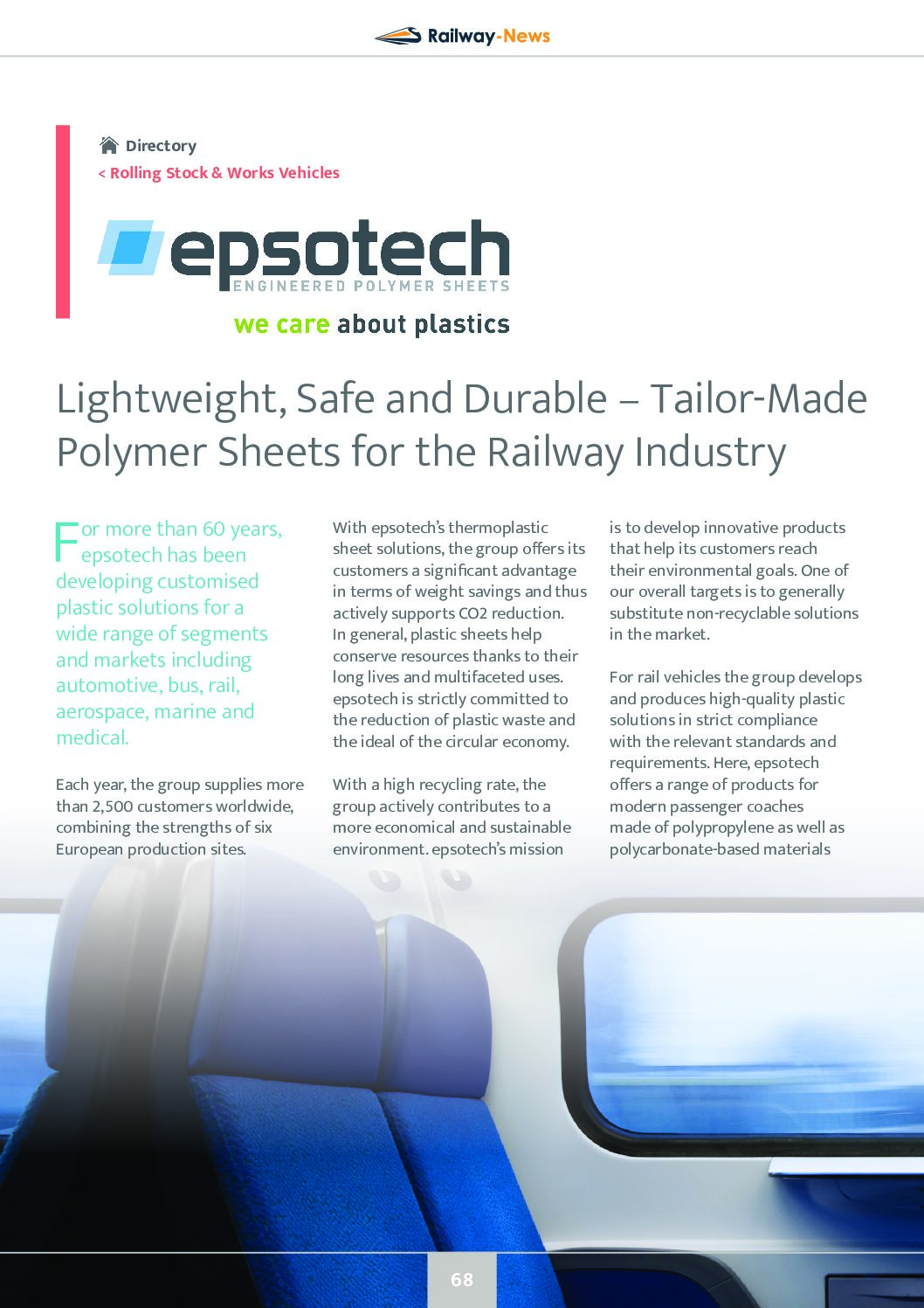 Tailor-Made Polymer Sheets for the Railway Industry