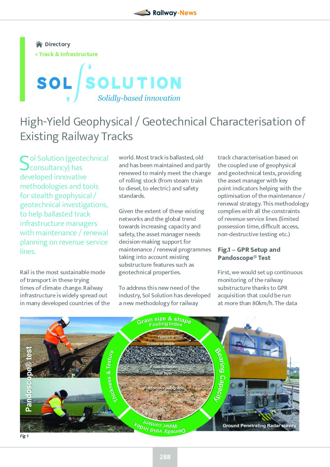 High-Yield Geophysical / Geotechnical Characterisation of Existing Railway Tracks