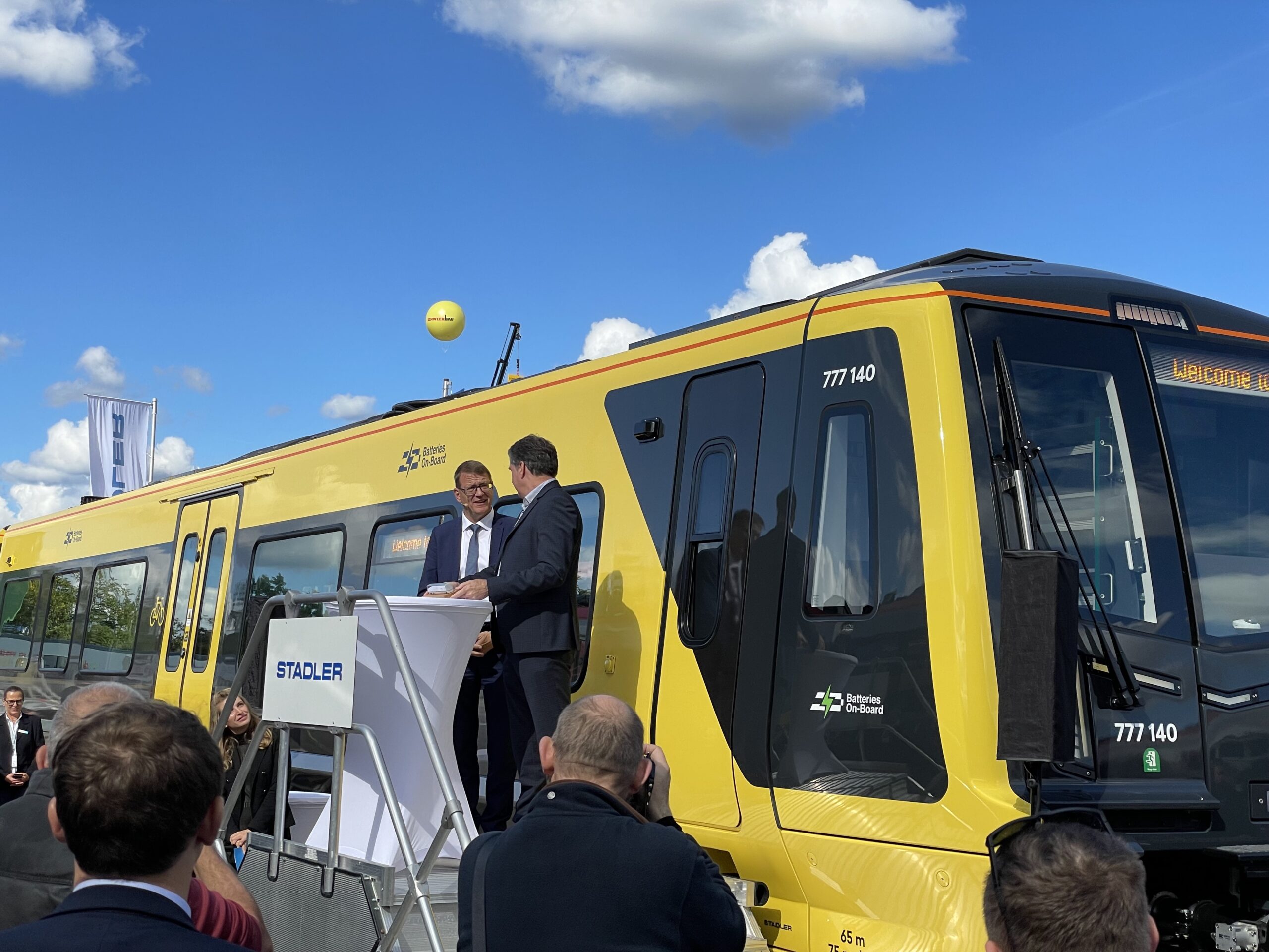 L-R: Ralf Warwel, Marketing & Sales Director Stadler UK & Ireland; Steve Rotheram, Metro Mayor of the Liverpool City Region