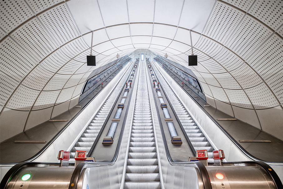 Escalators at Bond Street Elizabeth line station