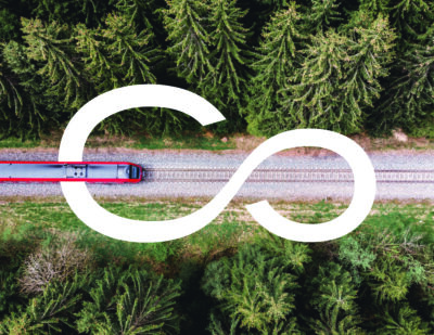 Aerial View Of Train Amidst Trees