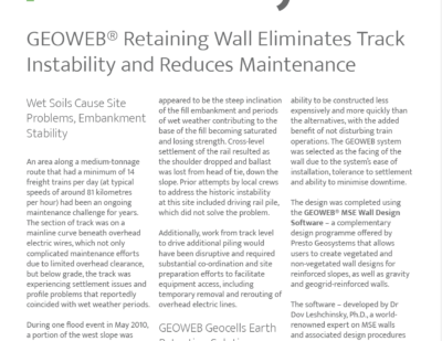 GEOWEB® Retaining Wall Eliminates Track Instability