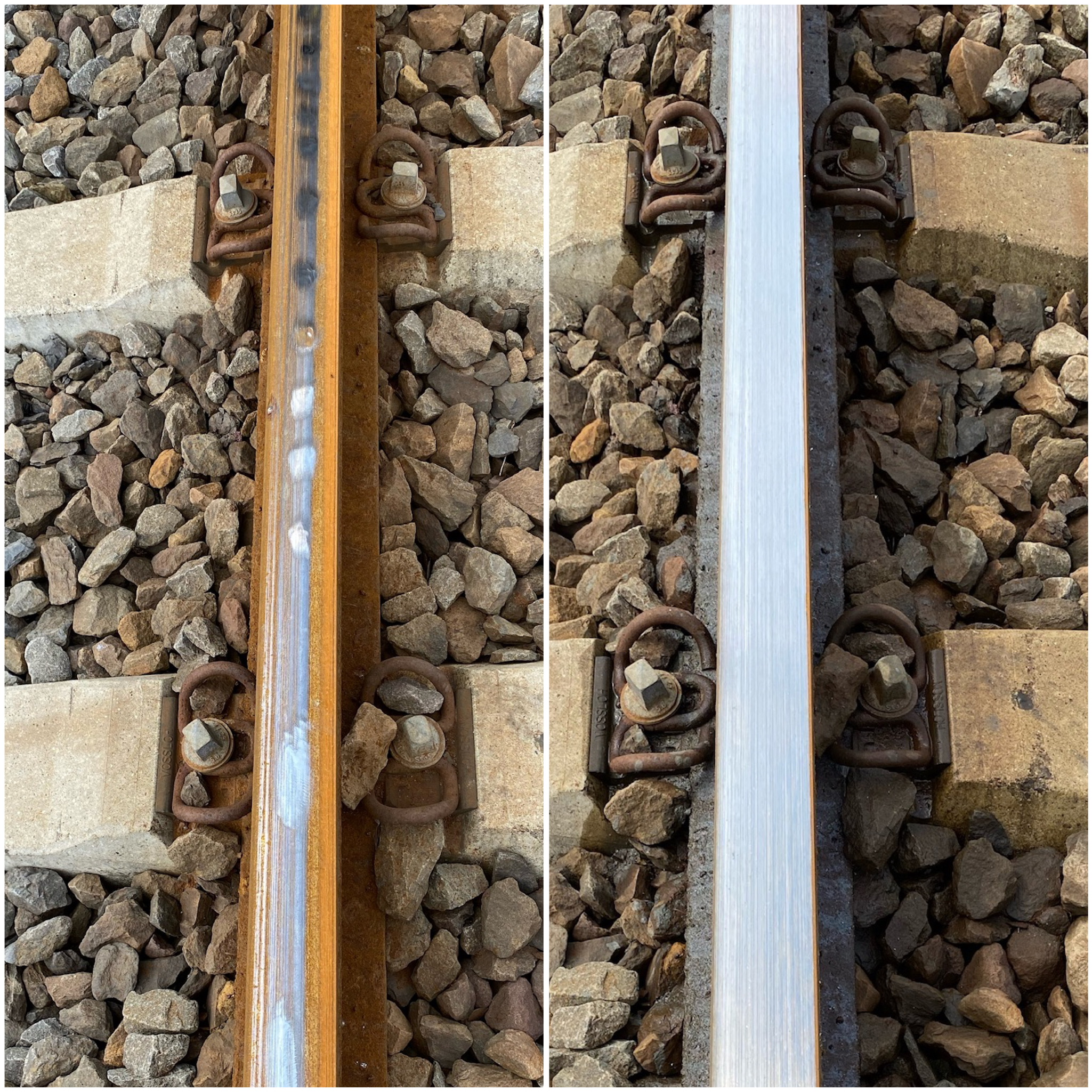 Silent Track Rail Grinding: pre and post grinding