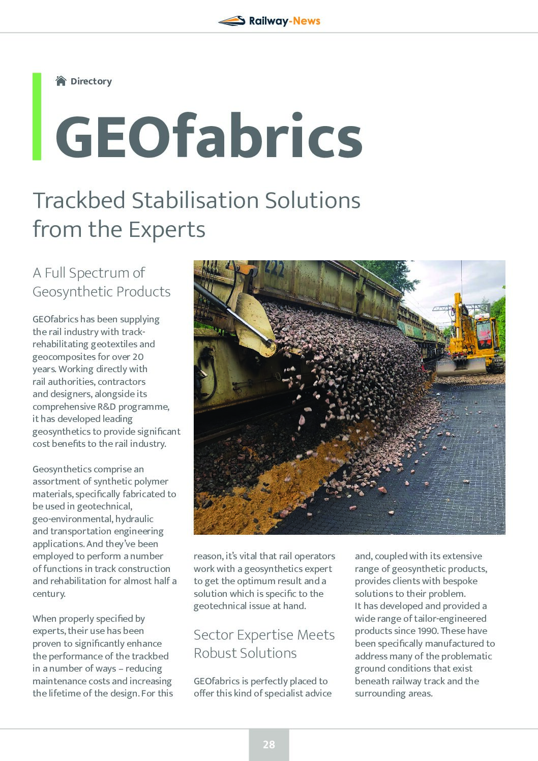 Trackbed Stabilisation Solutions from the Experts