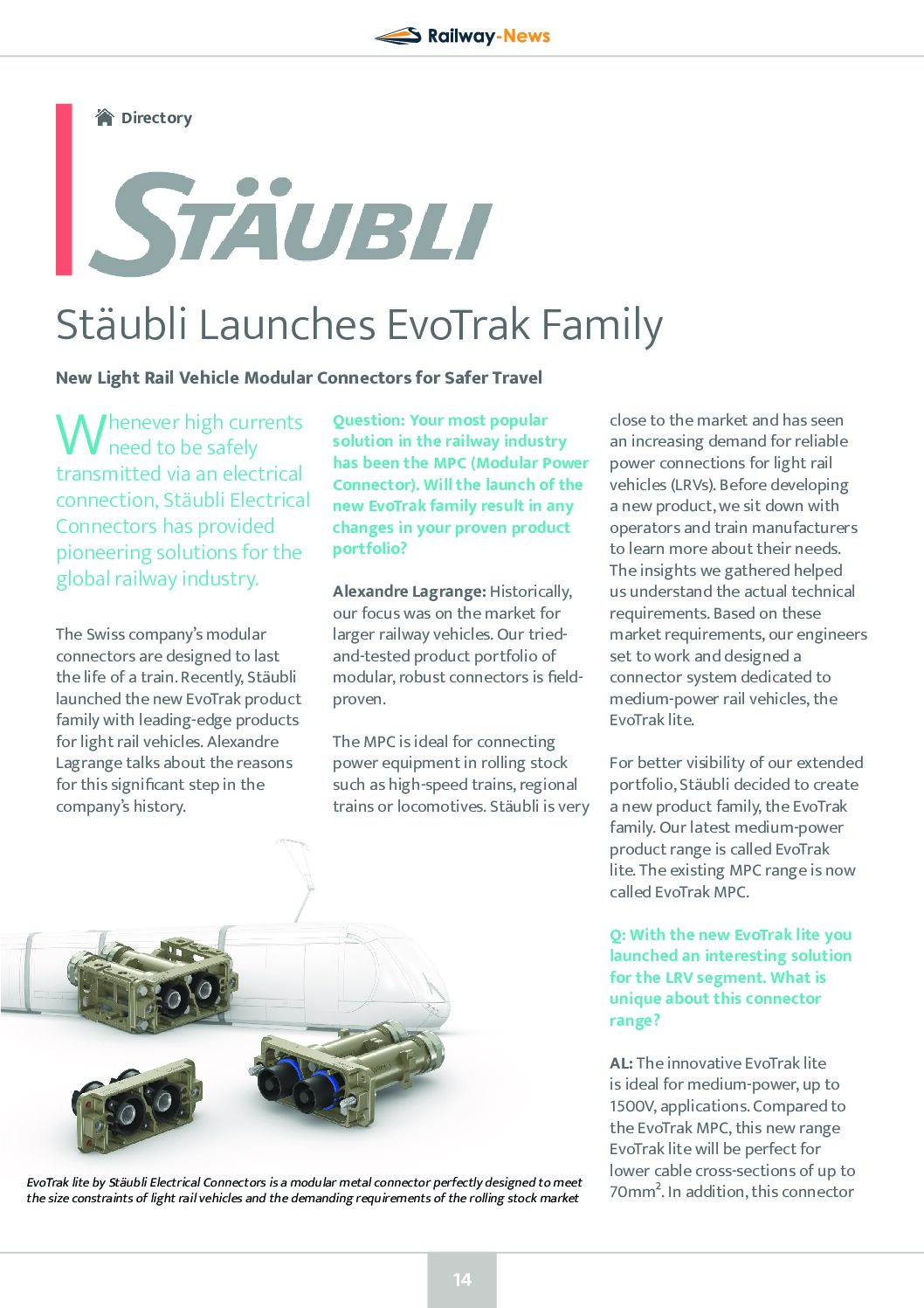 Stäubli Launches EvoTrak Family