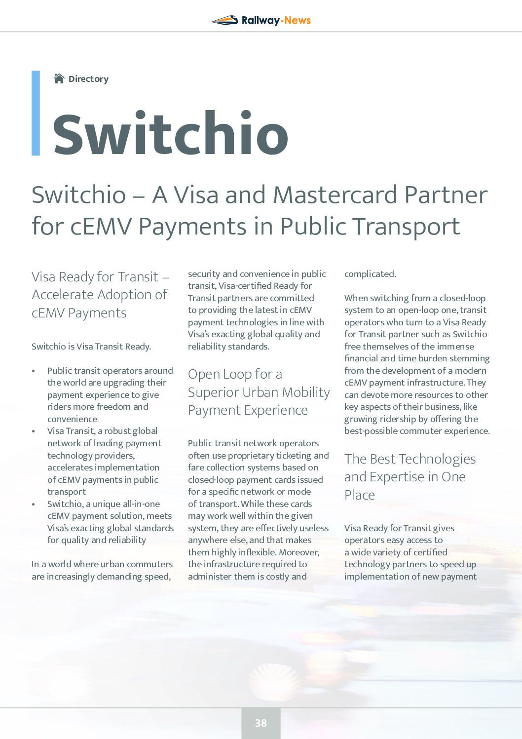 Switchio – A Partner for cEMV Payments in Public Transport