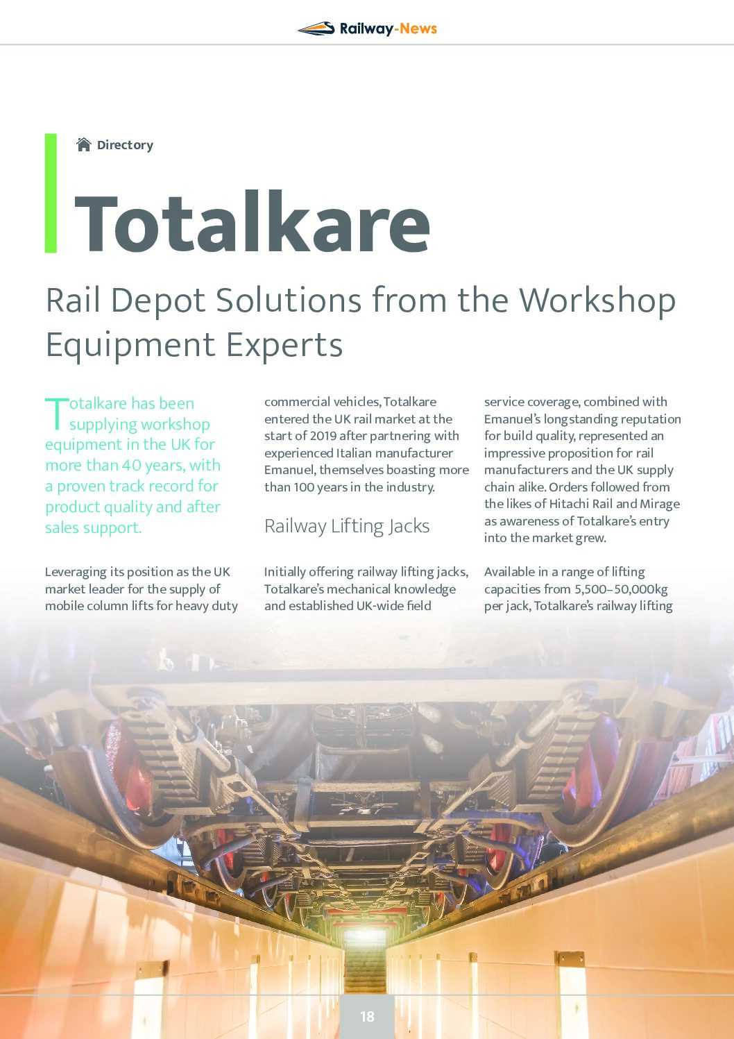 Rail Depot Solutions from the Workshop Equipment Experts