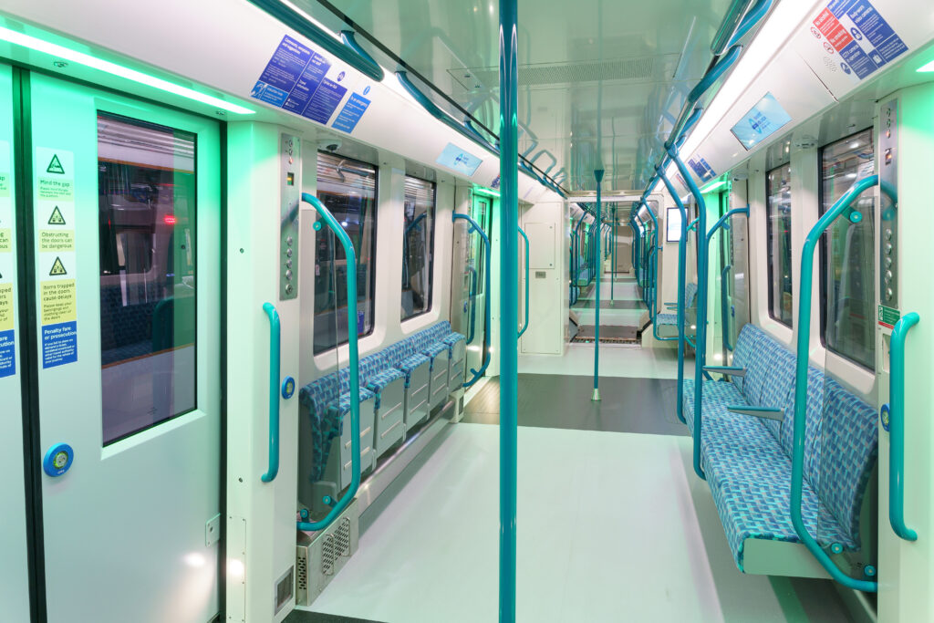 New DLR train with walk-through carriages