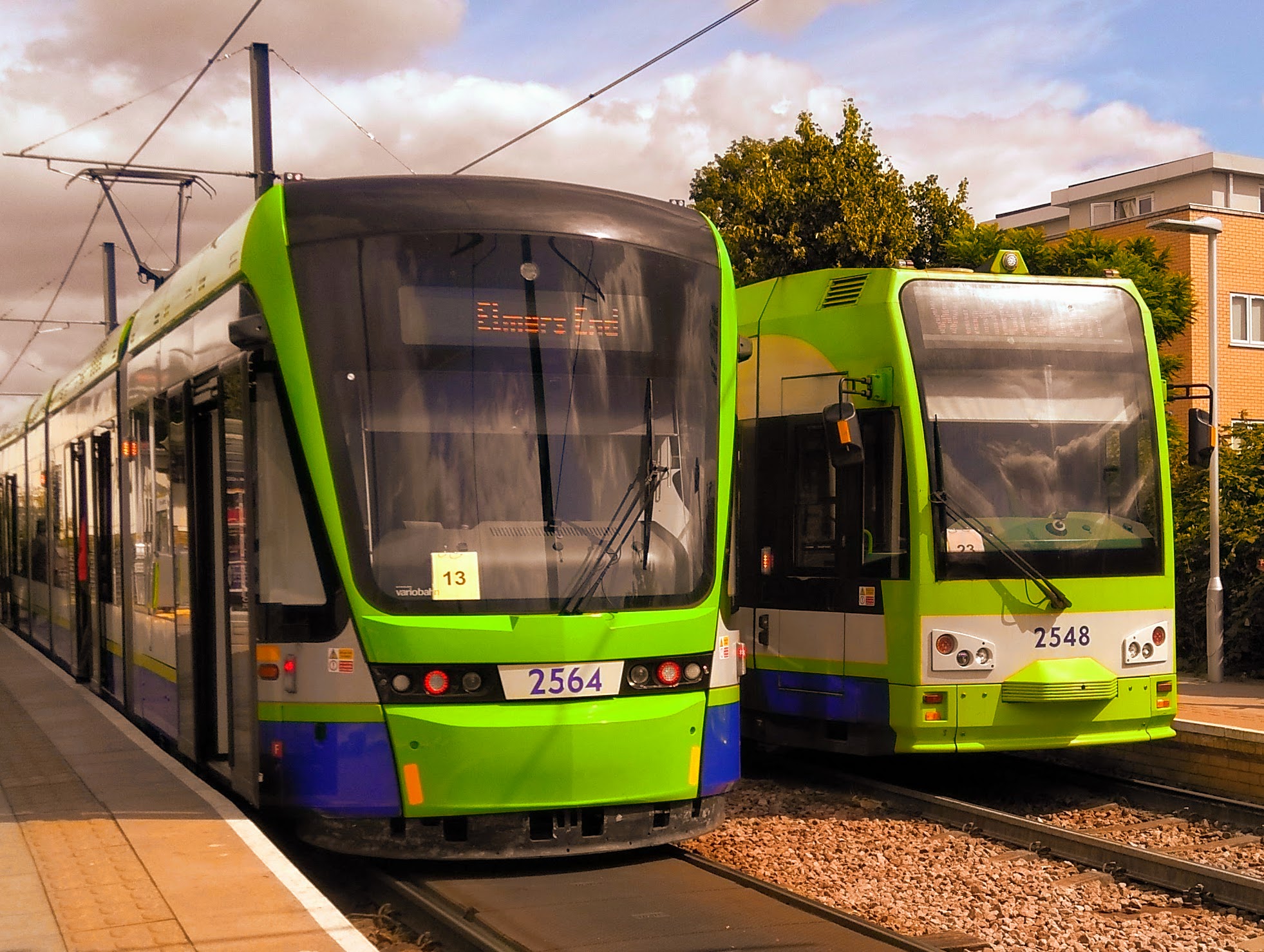 Trams on the London Trams network in Croydon