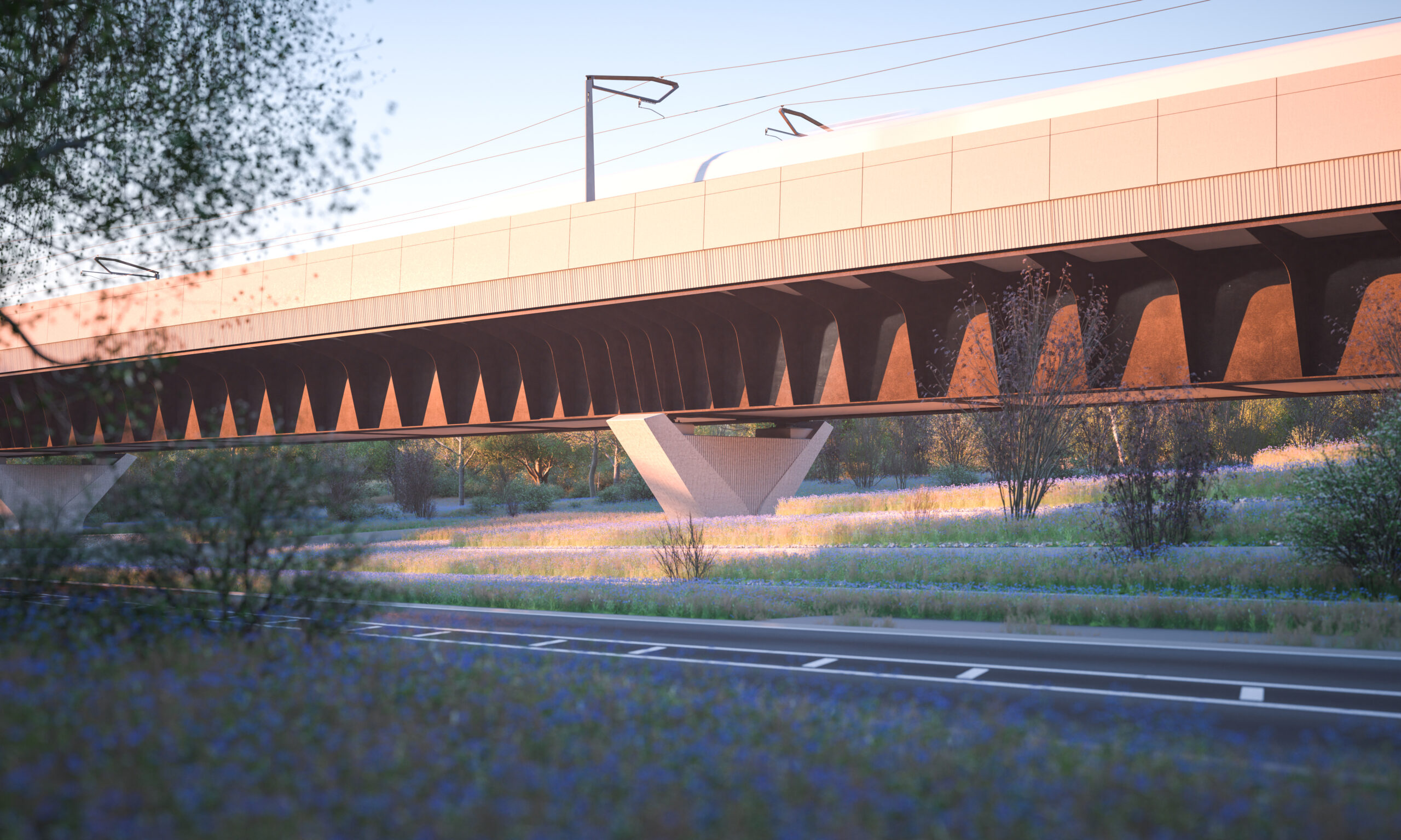 HS2 Small Dean Viaduct pier and girder alongside the A413