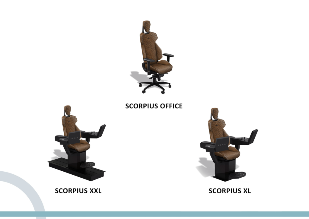 The Scorpius range of seats for office, rail and maritime.