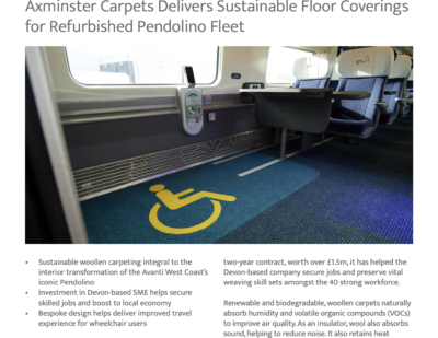 Sustainable Floor Coverings for Refurbished Pendolino Fleet