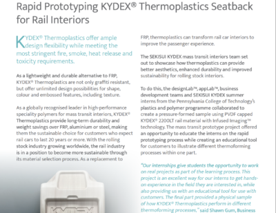 Rapid Prototyping KYDEX® Thermoplastics Seatback