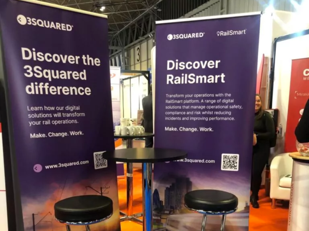 An image showing 3Squared's stand at Railtex