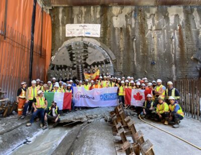 TBM Arrives at Broadway-City Hall in Vancouver for Broadway Subway Project