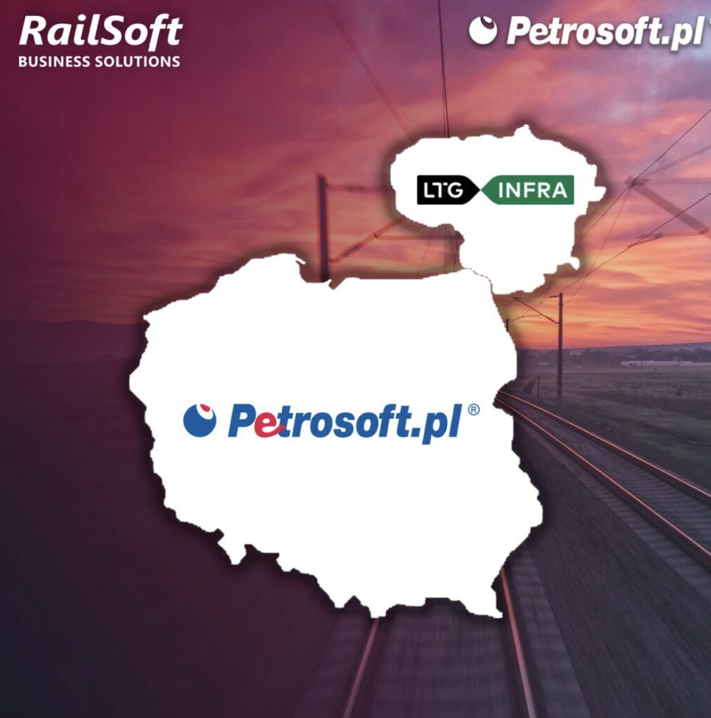 A map with the petrosoft logo inside