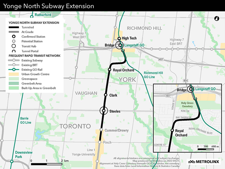 Yonge subway extension will extend TTC Line 1 service north from Finch Station to York Region