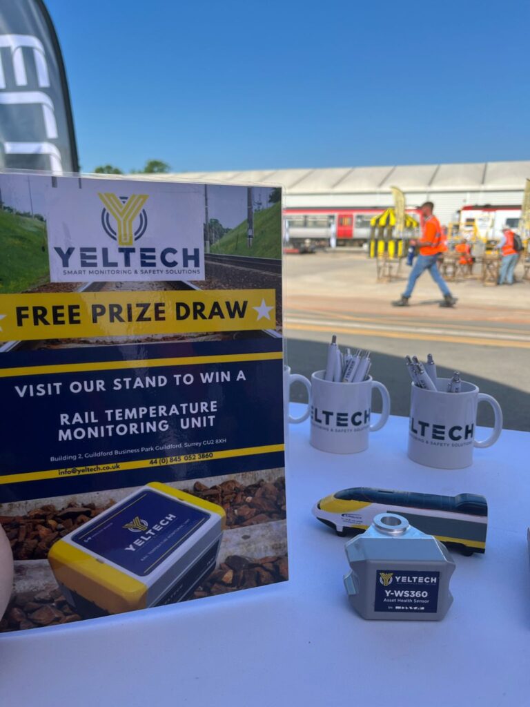 A poster advertising Yeltech's Free Prize Draw at Rail Live