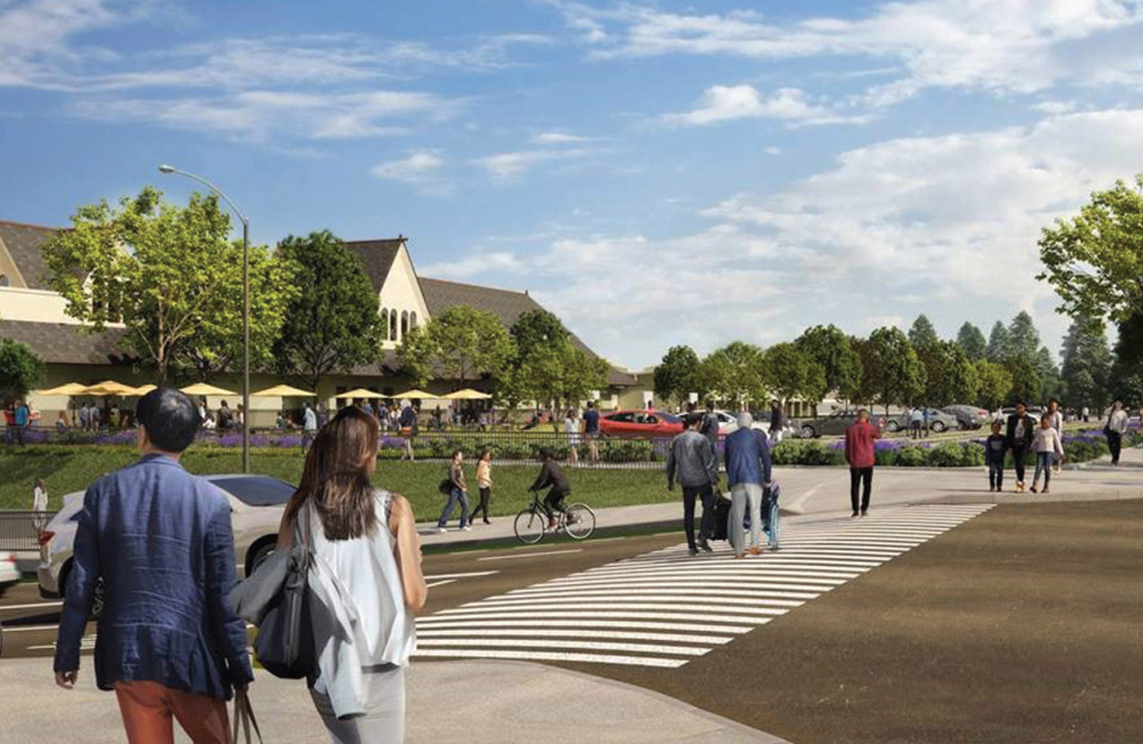 An illustration of the future Historic Depot Plaza