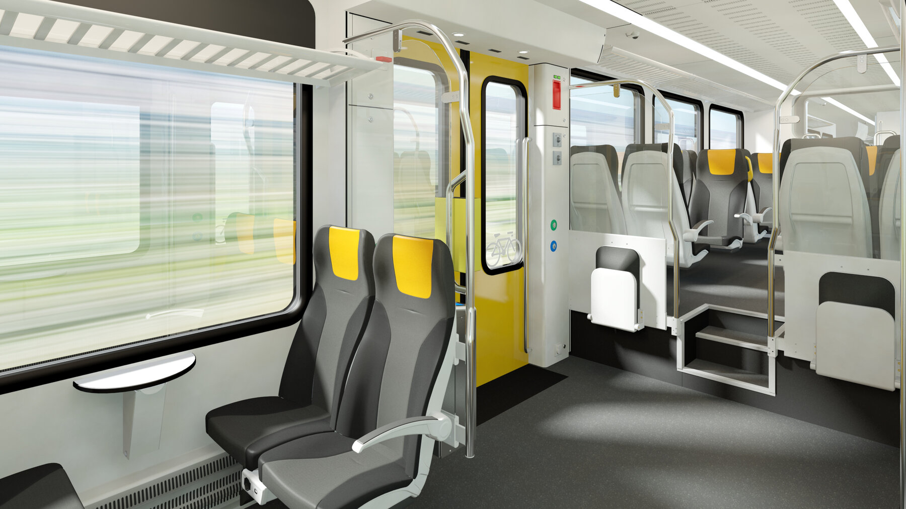 An interior rendering of the new hydrogen trains