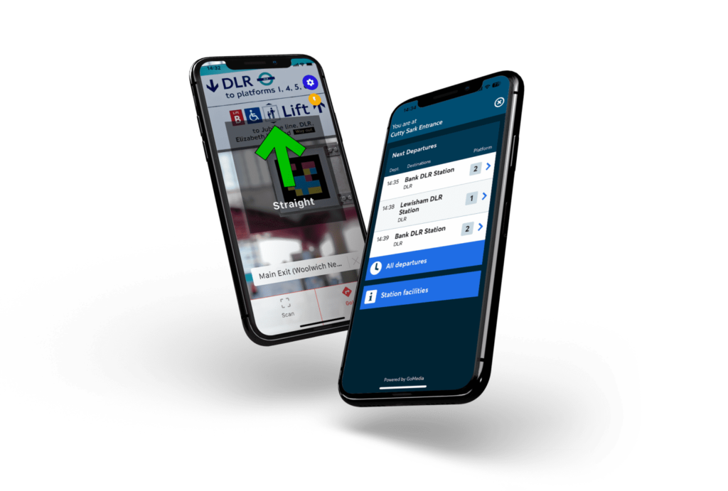 Two phones showing the NaviLens app
