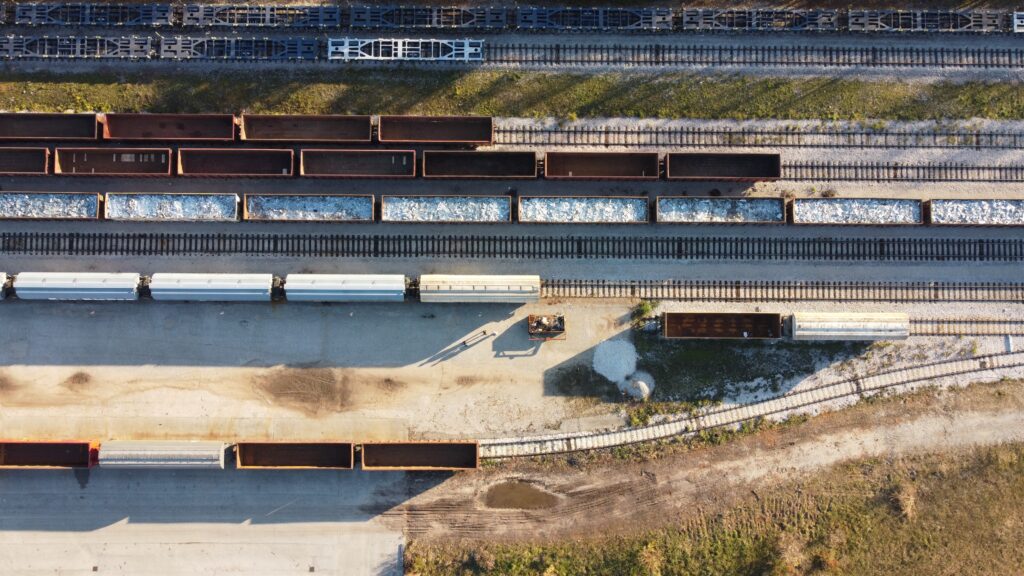 An aerial view of railway tracks