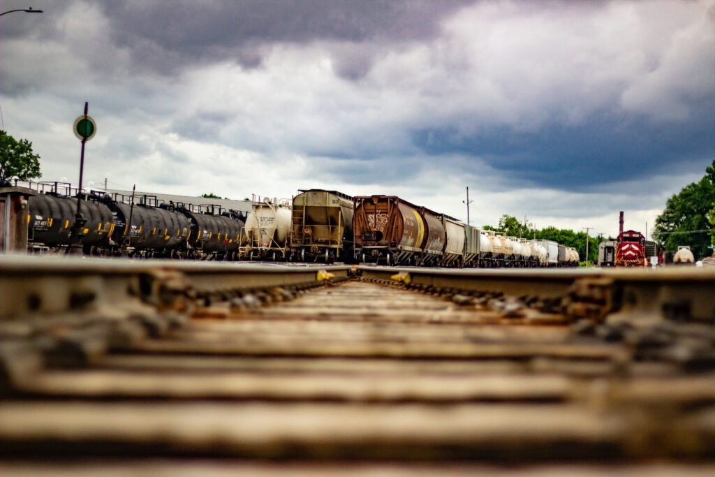 An image of trains at a depot