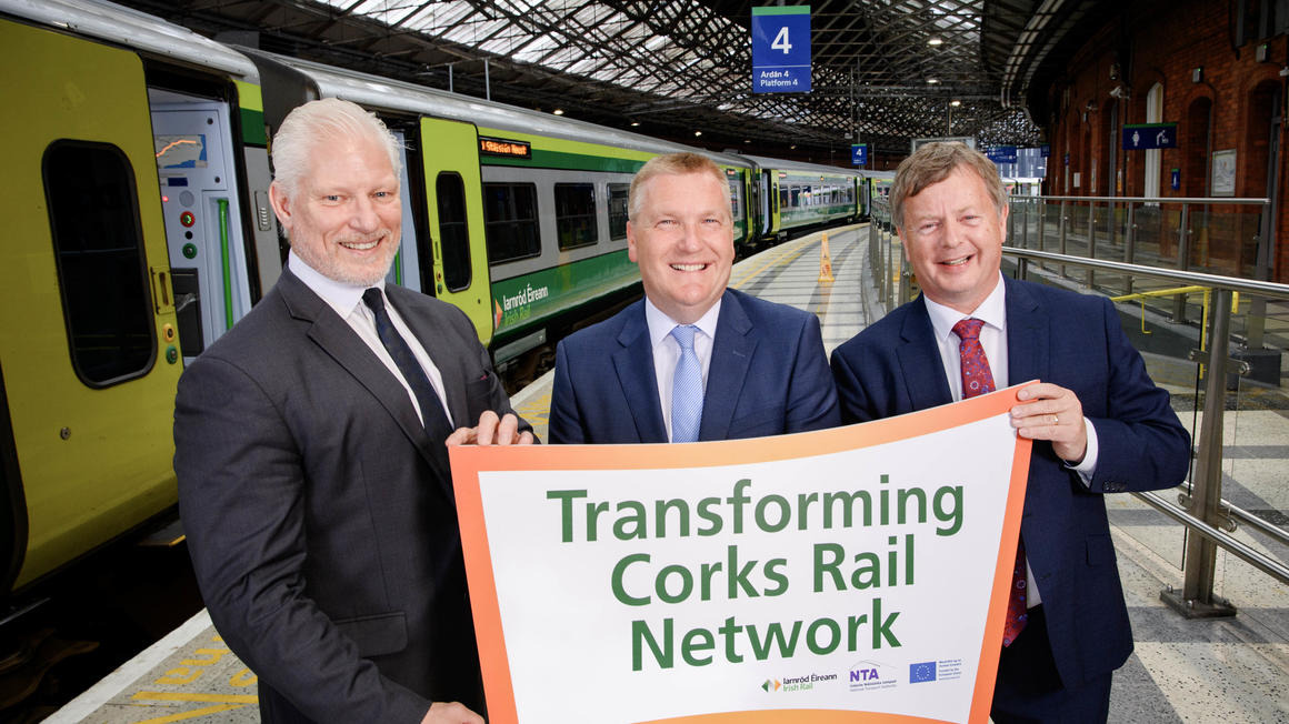 Pictured at the announcement at Kent Station; Alstom Ireland Managing Director, Piers Wood; Minister for Finance Michael McGrath TD and Iarnród Éireann Chief Executive Jim Meade